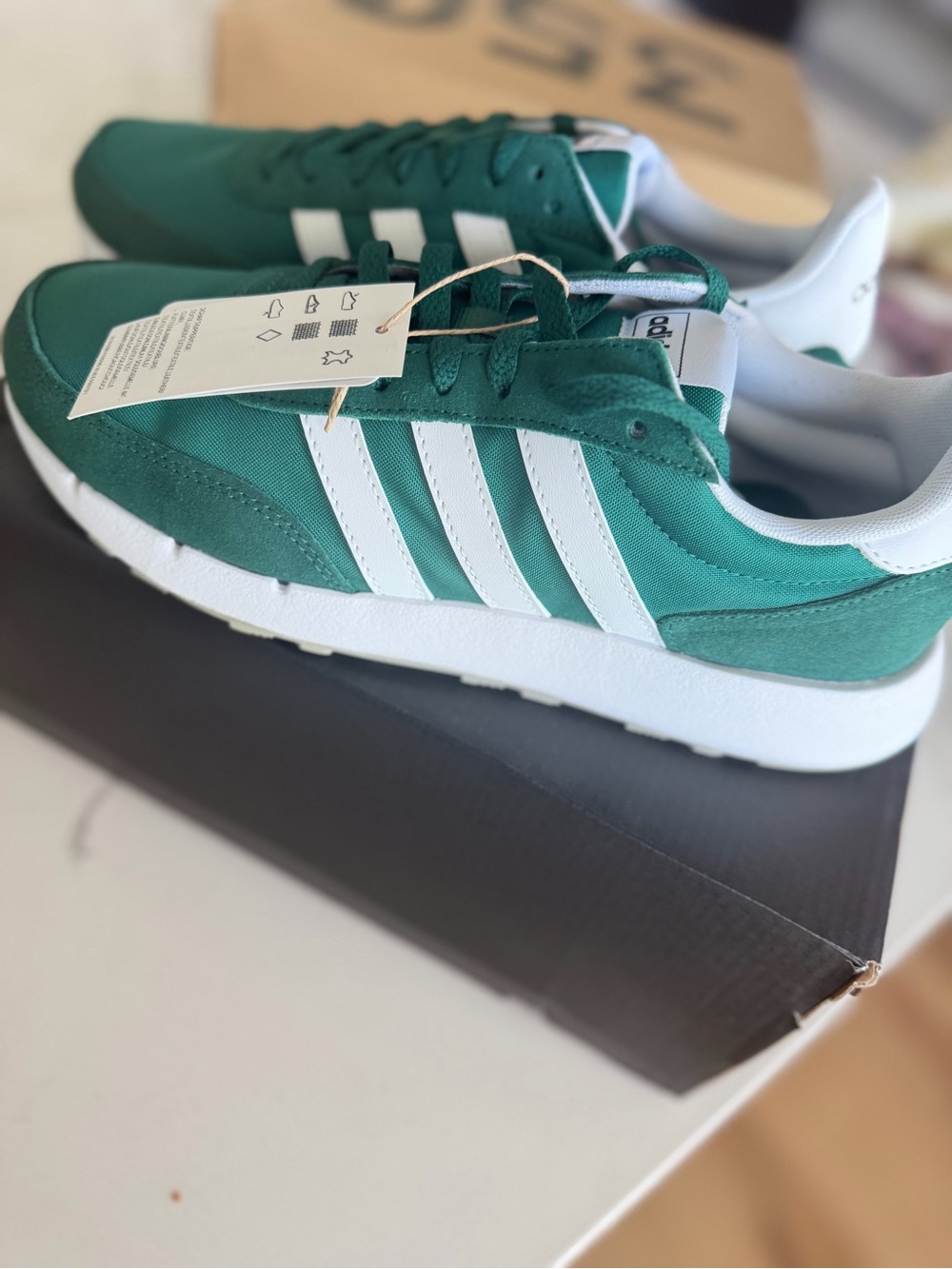 adidas Green and White Classic Running Sneakers